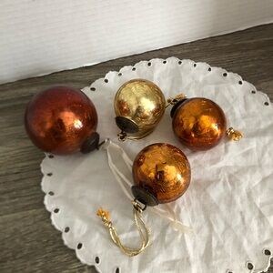 Kugel Style Crackle Glass Metallic Ornaments